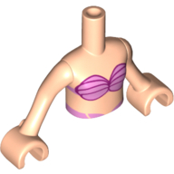 Lego Minidoll Torso Girl with Bright Pink Shell Bikini Print, Light Nougat Arms and Hands / Light Nougat