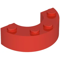 Brick Round Corner 2 x 4 without Stud Notches / Red