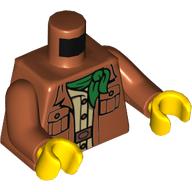Lego Torso Jacket with Green Neckerchief Print, Dark Orange Arms, Yellow Hands / Dark Orange