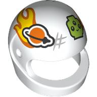 Lego Helmet, Standard with Classic Space Logo, Flames, Lime Alien print / White