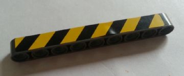 Lego Technic, Liftarm Thick 1 x 9 with Black and Yellow Danger Stripes Pattern Model Left (Sticker) - Set 8285