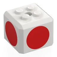 Brick Special Cube with 2 x 2 Studs on Top, and Red Circles Print / White