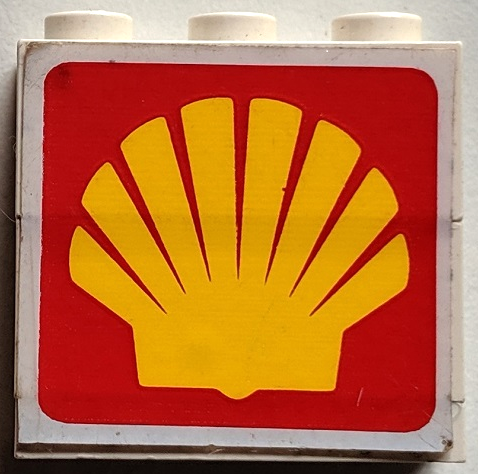 Lego Stickered Assembly 3 x 1 x 2 1/3 with Shell Logo Pattern on Both Sides (Stickers) - Set 6394