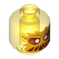 Minifig Head Ghost Waylon, with Bright Light Orange Face, White Eyes, Open Slime Mouth Print / Trans-Yellow