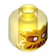 Lego Minifig Head Ghost Waylon, with Bright Light Orange Face, White Eyes, Open Slime Mouth Print / Trans-Yellow