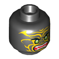 Lego Minifig Head Scout / Swordsman, Green Eyes and Yellow Face Markings Print / Black