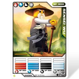 Trading Card, Ninjago Deck #1: *7 - Sensei Wu (Black Outfit) - International Version / [No Color/Any Color]