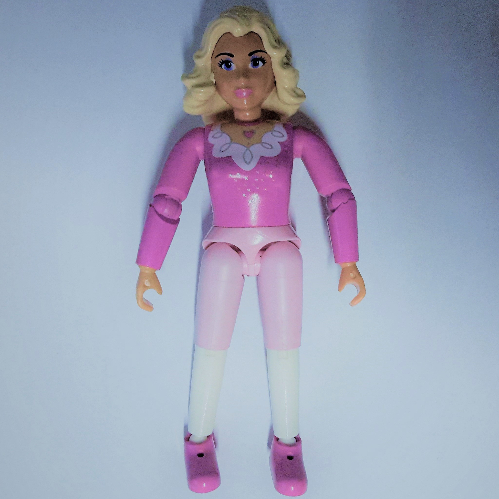 Lego Belville Figure Articulated Elbows, Female, Light Yellow Hair, Dark Pink Top with Long Sleeves Print (Queen Rose) / [No Color/Any Color]