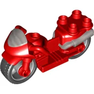 Duplo Motorcycle with Rubber Wheels, Windscreen and Headlights Print / Red