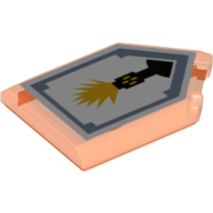 Lego Tile Special 2 x 3 Pentagonal with Nexo Power Shield Print - Flash Cannon / Trans-Neon Orange