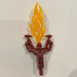 Large Figure Weapon Hordika Blazer Claw with Bright Light Orange Flexible Flame End, Magnet / Dark Red