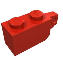 Hinge Brick 1 x 2 Locking with 1 Finger Vertical End / Red