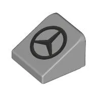 Brick Sloped 30° 1 x 1 x 2/3 with Dark Bluish grey Mercedes Logo Print / Light Bluish Gray