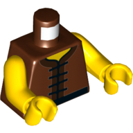 Lego Torso Tunic with Laces Print, Yellow Arms and Hands / Reddish Brown
