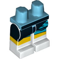 Lego Hips and White Legs with Black, Yellow, and Medium Azure Wrap Dress Print / Medium Azure