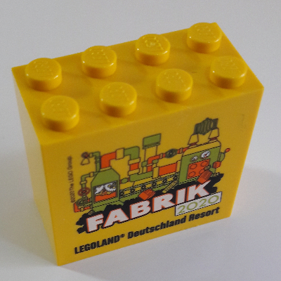 Lego Brick 2 x 4 x 3 with 'LEGOLAND Deutschland Fabrik 2020' Print / Yellow