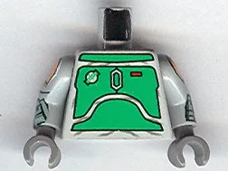 Torso SW Mandalorian Green Armor Panels Pattern / Light Gray Arms with SW Boba Fett Pattern / Dark Gray Hands