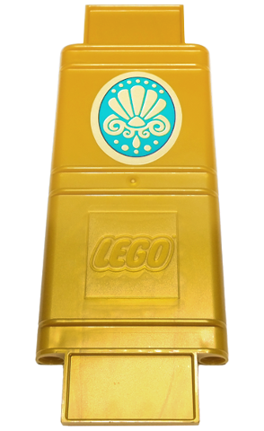 Lego Container, Book Cover Binding, 16 x 6 x 1 (Storybook Adventures) with Gold Shell and Scrolls on Dark Turquoise Oval Background Pattern (Sticker) - Set 43213