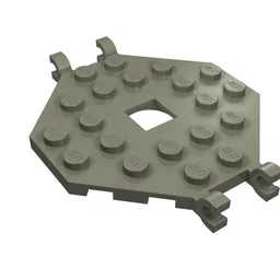 Plate Special 6 x 6 Octagonal with Square Hole and 4 Clips (Boat Mast Platform) / Dark Gray