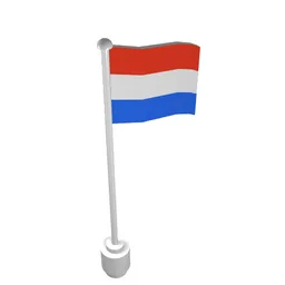 Flag on Flagpole, Wave with Netherlands Print / White