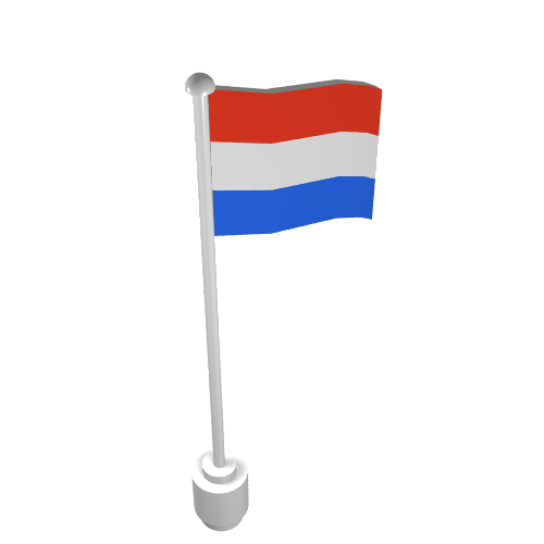 Lego Flag on Flagpole, Wave with Netherlands Print / White