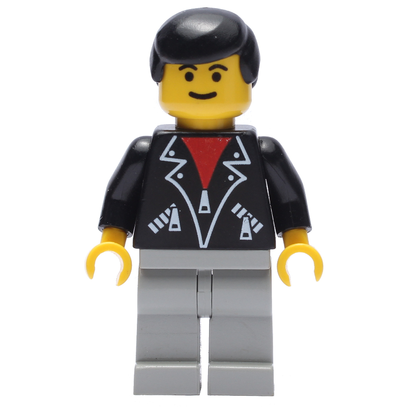 Lego Man - Black Jacket, Light Gray Legs