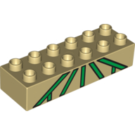 Lego Duplo Brick 2 x 6 with Green Lattice Print