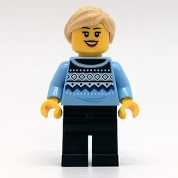 Bright Light Blue Torso, Dark Blue Legs, Tan Hair