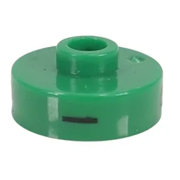 Pen Bead, Round Short, Flat Edge with 'I', 'P', 'Q' Print / Green