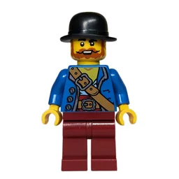 Robber, Blue Torso, Dark Red Legs, Black Hat