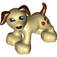 Lego Duplo Animal Dog Large Paws with Brown Ears and Tail and Spots / Tan