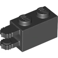 Hinge Brick 1 x 2 Locking with 2 Fingers Horizontal End, 7 Teeth / Black