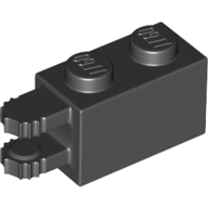 Lego Hinge Brick 1 x 2 Locking with 2 Fingers Horizontal End, 7 Teeth / Black
