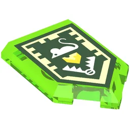 Tile Special 2 x 3 Pentagonal with Nexo Power Shield Print - Mouse trap / Trans-Bright Green