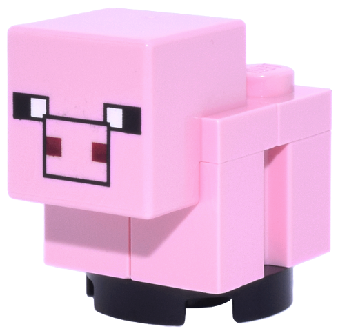 Lego Minecraft Pig, Baby (Plain Snout with Black Outline) - Brick Built