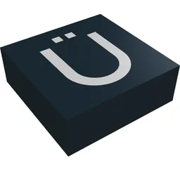 Tile 1 x 1 with Letter Ü Print / Black