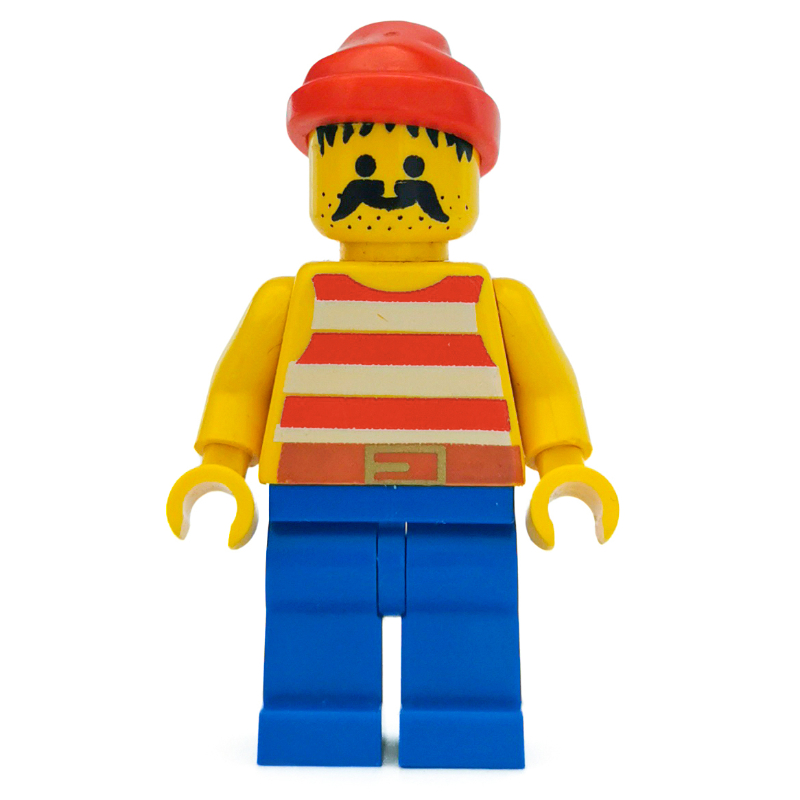 Lego Pirate - Red Stripes, Blue Legs, Red Bandana, 3626a