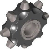 Minifig Collar RIP Tire with Flat Silver Spikes Pattern / Black