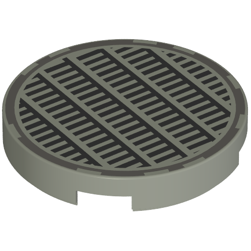 Lego Tile Round 2 x 2 with Fine Mesh Grill Print / Light Gray