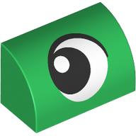 Lego Brick Curved 1 x 2 x 1 No Studs with Eye, Looking Left print / Green