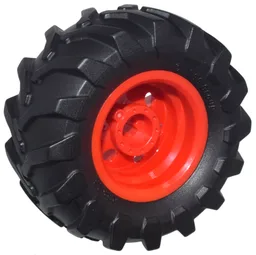 Wheel 30.4mm D. x 20mm with No Pin Holes and Reinforced Rim with Black Tire 56 x 26 Tractor (56145 / 70695) / Red