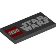 Tile 2 x 4 with 'LEGO STAR WARS' Print / Black