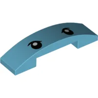 Brick Curved 4 x 1 Double, No Studs with Eyes with White Pupils Print / Medium Azure
