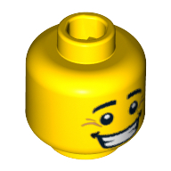 Lego Minifig Head Graduate, Eyebrows, White Pupils, Chin Dimple, Smile Wrinkles and Wide Open Smile Print [Blocked Open Stud] / Yellow