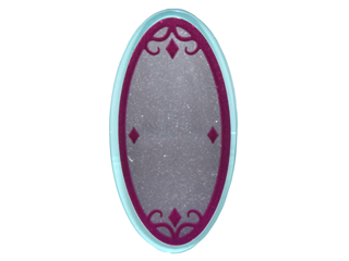 Lego Minifigure, Shield Elliptical with Silver Mirror in Magenta Frame and 4 Diamonds Pattern (Sticker) - Set 41180