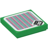 Tile 2 x 2 with Coin Coffer and Barcode Print (Sticker) / Green
