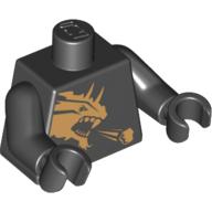 Lego Torso Gold Dragon Front and Gold Lion / 'Cole' Back Print, Black Arms and Hands / Black