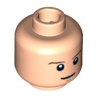 Lego Minifig Head Luke Skywalker, Brown Eyebrows, White Pupils and Chin Dimple Print / Light Nougat