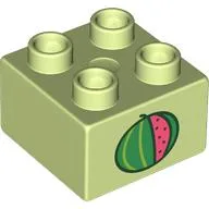 Duplo Brick 2 x 2 with Watermelon Print