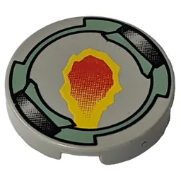 Tile Round 2 x 2 with Flame and Sand Green Border Print / Light Gray